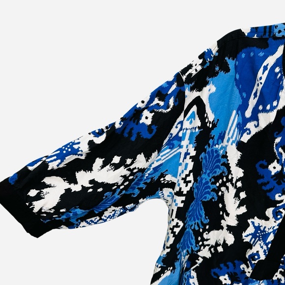 Chico’s blue white black ikat print contemporary artsy dress Size L - Picture 7 of 12